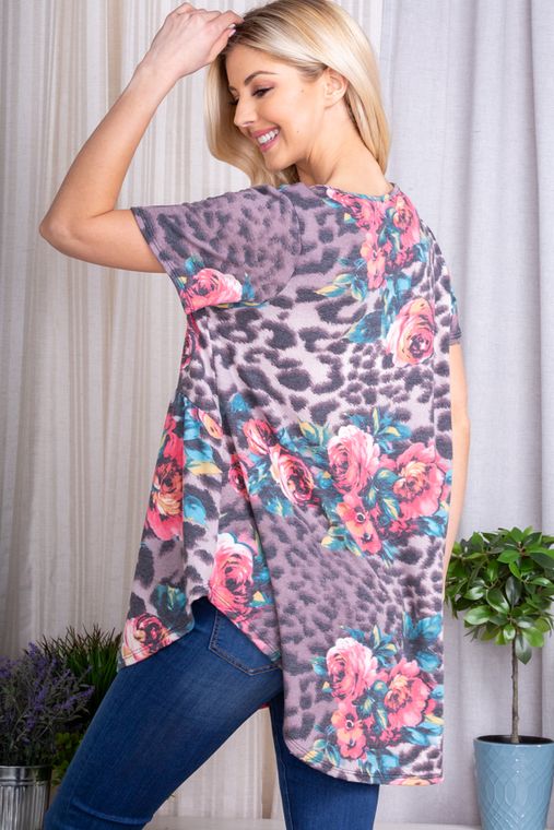 Emma Animal + Floral Babydoll Top